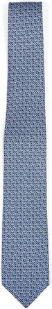 Ferragamo Gancini Circle Print Silk Tie - Heren - Stropdassen - Blauw - ONE Size - Accessoires