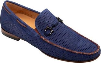 Mezlan Tarraco Perforated Suede Bit Loafer in Blue at Nordstrom, Size 11.5