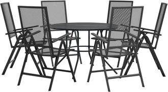vidaXL Reclining Garden Chair Set 7 pcs Anthracite Powder-coated Steel vidaXL
