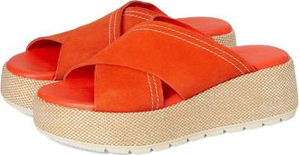 Sorel Sunpeak Platform Slide Womens Dress Sandals Crimson Fire/Honey White : 6.5 B - Medium, Suede