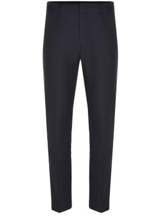 Emporio Armani Midnight Blue Cotton Trousers With Straight-Leg Silhouette