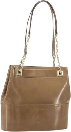 Ferragamo Pre-owned Shoulder Bags, female, Brown, Size: ONE SIZE Pre-owned Coated Canvas Shoulder Bag