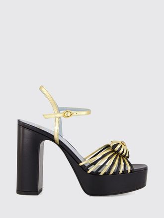 Valentino Garavani Coeur Royal Leather Platform Sandals with VLogo Signature