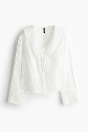 H&M Bluse mit Bubikragen - Weiss