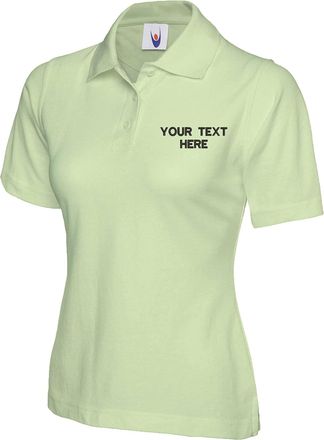 Generic Personalised Embroidered Your Text Ladies Classic Polo Shirt Casual Workwear Partywear Adult Women Gift Top (Lime, 3XL, 3X_l)
