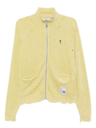 Miharayasuhiro logo embroidery cardigan - women - Rayon/Nylon - 40 - Yellow