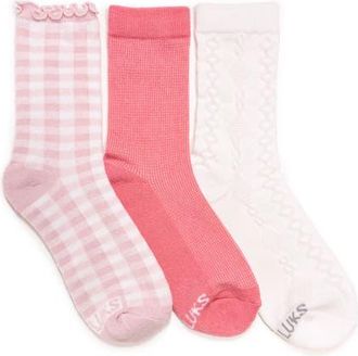 Muk Luks Womens Dream Step Crew Socks, 3 Pair Pack in Pink at Nordstrom