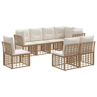 vidaXL Conjunto De Sof&aacute;s De Exterior Natural Poli&eacute;ster Vidaxl