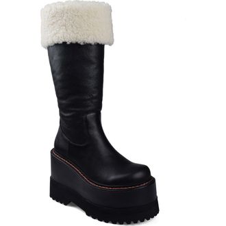 Zigi Soho Flor Faux Fur Trim Platform Boot in Black at Nordstrom, Size 7