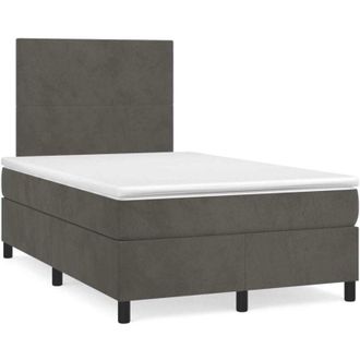vidaXL Cama Box Spring Con Colch&oacute;n Terciopelo Gris Oscuro 120x190 Cm Vidaxl
