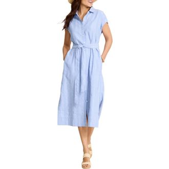 Tommy Bahama Summer Isle Linen & Cotton Midi Shirtdress in French Blue at Nordstrom, Size X-Small