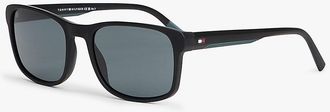 Tommy Hilfiger Mens Classic Rectangular Frame Sunglasses - Black