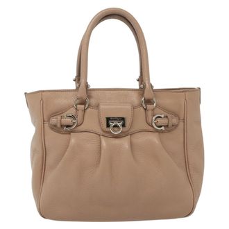 Ferragamo Gancini Handbag Leather Pink Leather Handbag (Pre-Owned)