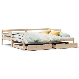 Berkfield Home Daybed with Trundle & Drawers without Mattress 80x200 cm in Natural