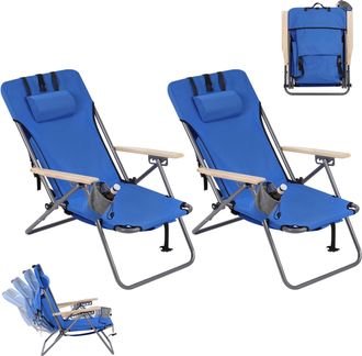 Woltu Woltu 2x Sillas Reclinables Y Plegables Para Exterior, Azul