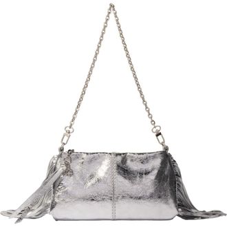 Maje Miss M leather clutch bag in Silver at Nordstrom, Size Medium