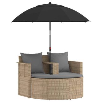 vidaXL Sof&aacute; De Jard&iacute;n 8 Pcs Beige Y Gris Claro Rat&aacute;n Sint&eacute;tico Vidaxl