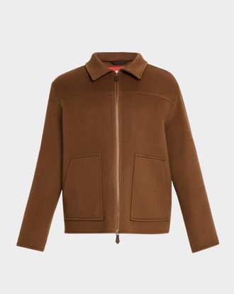 Isaia Men & apos;s College Double-Face Cashmere Bomber Jacket