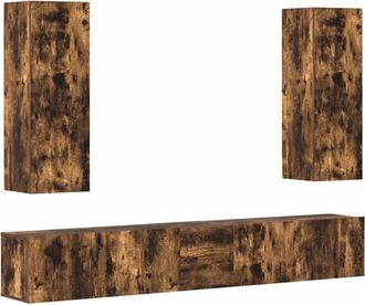 vidaXL Vidaxl - Set De Muebles De Tv 5 Pzas Madera Contrachapada Roble Ahumado