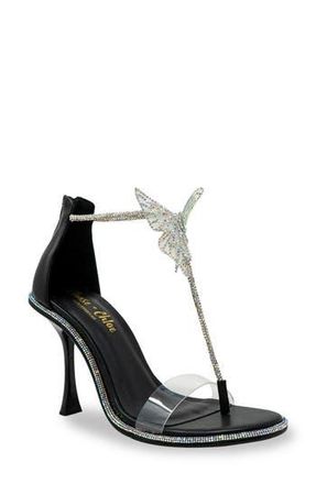 Chase + Chloe by Intouch Footwear Rhinestone Butterfly Sandal in Black Pu at Nordstrom Rack, Size 6.5