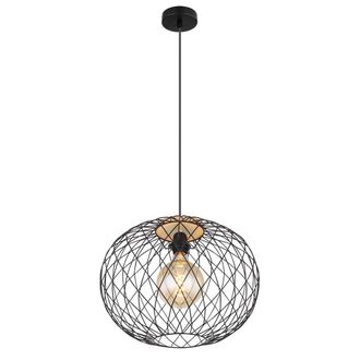 Netlighting Lacky Wire Frame Pendant Ceiling Light Matt Black 1x E27