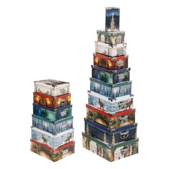 F&eacute;&eacute;ric Lights & Christmas Paquete De 16 Cajas Rectangulares Con Impresi&oacute;n Tradicional - Atmosphera Cr&eacute;ateur DInt&eacute;rieur