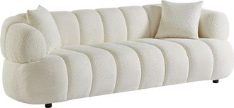 Vente-Unique Sof&aacute; 3 plazas en tela boucl&eacute; blanco roto COLIANI