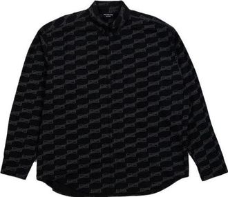 Balenciaga BB Monogram Button-Up Long Sleeve Shirt Black 662983TML361269
