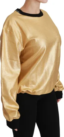 Dolce & Gabbana Womens Cotton Crewneck Pullover Sweatshirt Gold Sweatshirts
