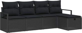 vidaXL Conjunto De Sof&aacute; De Jard&iacute;n 5 Pcs Negro 230 X 117 X 85 Cm Vidaxl