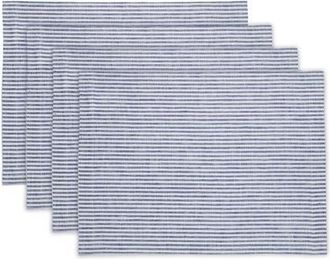 Solino Home Linen Placemats Set of 4, 14 x 19 Inch for Dining Table, Holiday and Everyday Table Decor - Narrow Stripe in Navy And White at Nordstrom