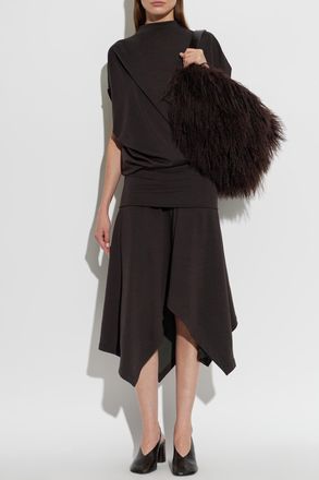 Christophe Lemaire Asymmetrical Dress With Draping At The Waist, Womens, Brown