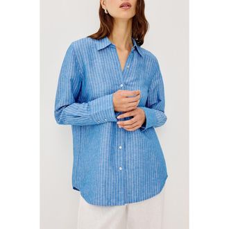 Rails Knox Linen Blend Button-Up Shirt in Avalon Stripe at Nordstrom, Size Xx-Small