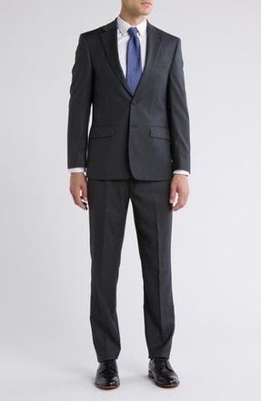 Calvin Klein Solid Two-Button Notched Lapel Slim Fit Suit in Grey at Nordstrom Rack, Size 40