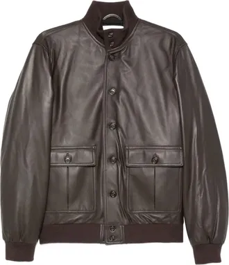 Valstar Giacca in pelle con tasche e bottoni - Marrone