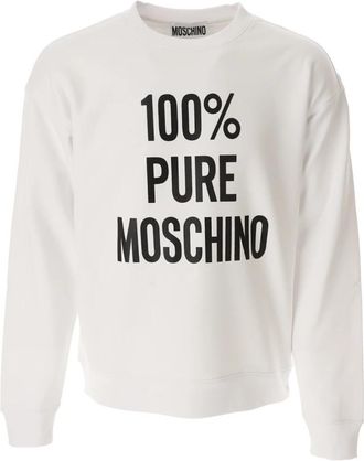 Moschino Pure witte sweatshirt met voorste slogan - Heren - Sweatshirts - Wit - L - Hoodies & sweatvesten