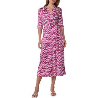 Diane Von F&uuml;rstenberg Sana Tie Belt Midi Dress in Loops Gossip Pink at Nordstrom, Size X-Small
