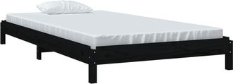 vidaXL Cama Apilable De Madera Pino Maciza Negro 90x200 Cm Vidaxl