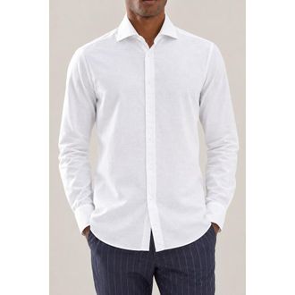 Brunello Cucinelli MenS White Cotton Button Down Shirt, Size XXL