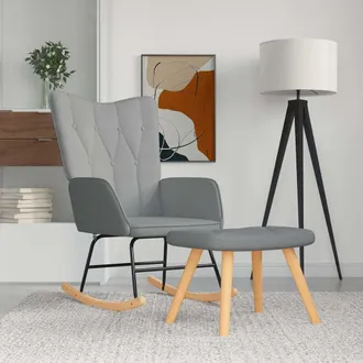 Les Tendances Les Tendances - Silla Mecedora Con Reposapi&eacute;s Tela Gris Claro Vidaxl