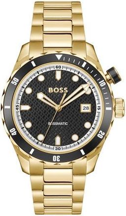 BOSS matic Bracelet Watch, 42mm in Gold/Black at Nordstrom Rack