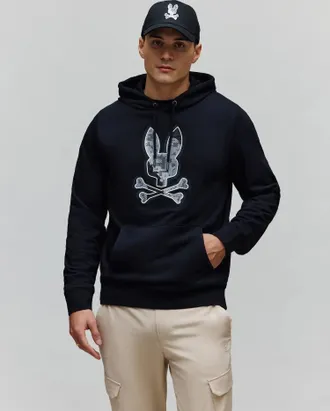 Psycho Bunny Mens Olivier Embroidered Hoodie 001 BLACK / XXXL
