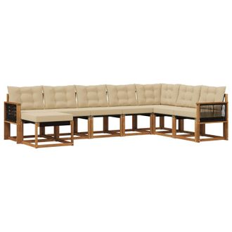 vidaXL Conjunto De Sof&aacute;s De Exterior Con Coj&iacute;n 8 Pcs Natural Y Beige Vidaxl
