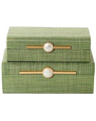 Tozai Home Home Monaco Faux Seagrass Set Of 2 Nested Decorative Boxes