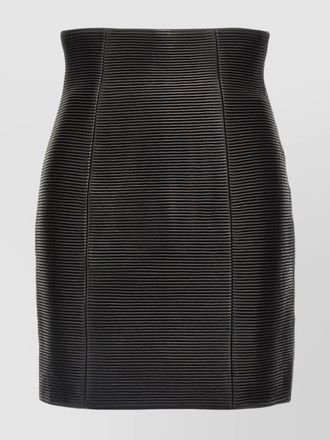 Balmain leather high-rise fitted skirt