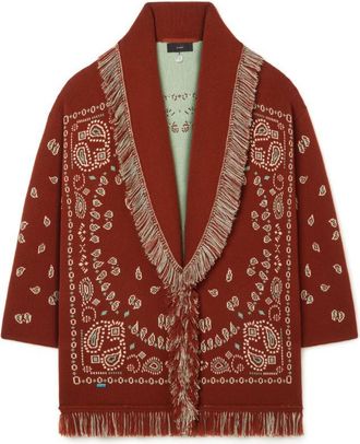 Alanui Bandana Jacquard Cardigan Brick Red Mult