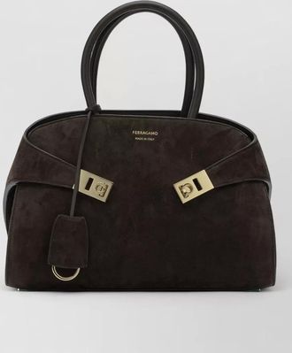 Ferragamo tote bag suede finish detachable strap