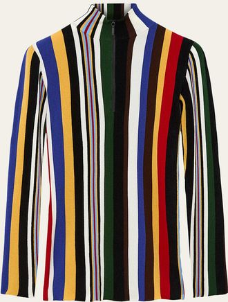 Loewe Striped Rib Quarter-Zip Top