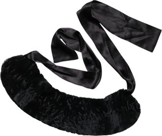 Dolce & Gabbana Black Lamb Fur Women Neck Warmer Winter Womens Scarf