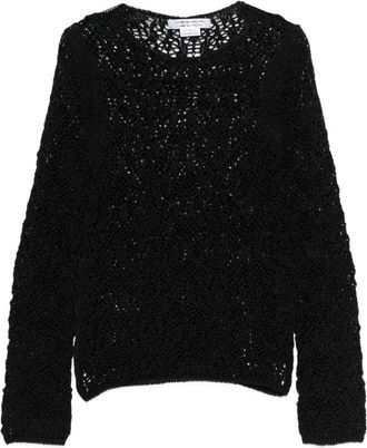 Comme Comme Womens Open-Knit Crewneck Sweater